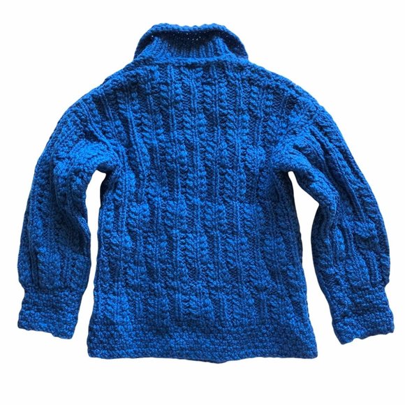 Vintage Handknit Sweater Jacket Cardigan Wood Btns - Picture 2 of 6